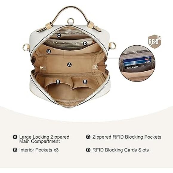 New Joryin Womens Brown Anti Theft RFID Crossbody Travel Bag Purse Case w Flaws - Picture 8 of 10